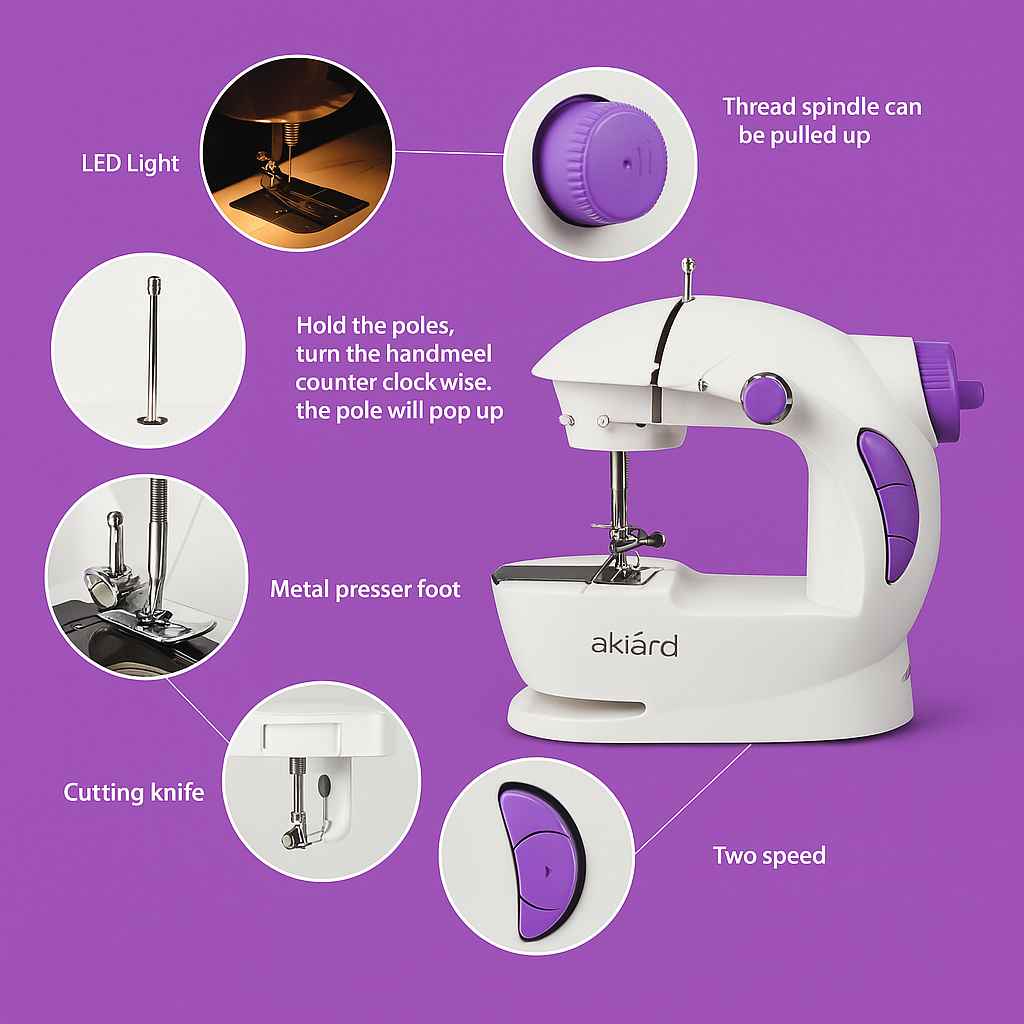 MINI SEWING MACHINE WITH EXTENTION TABLE (FREE SEWING KIT WIRTH 499)