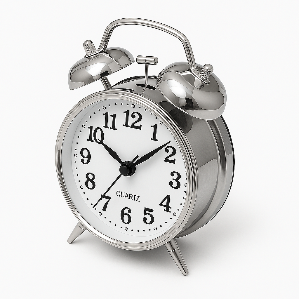 Twin Bell Silver Clock Table Alarm Clock
