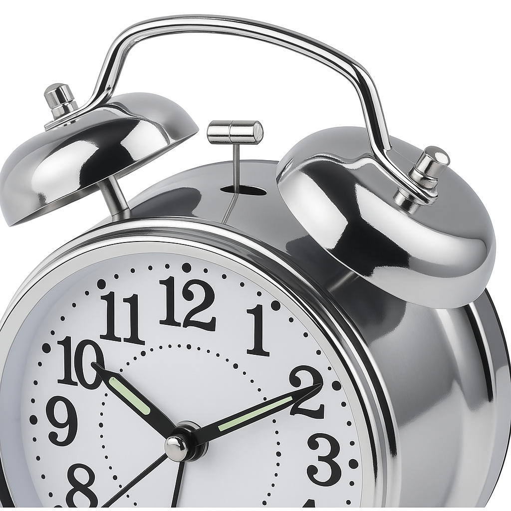 Twin Bell Silver Clock Table Alarm Clock