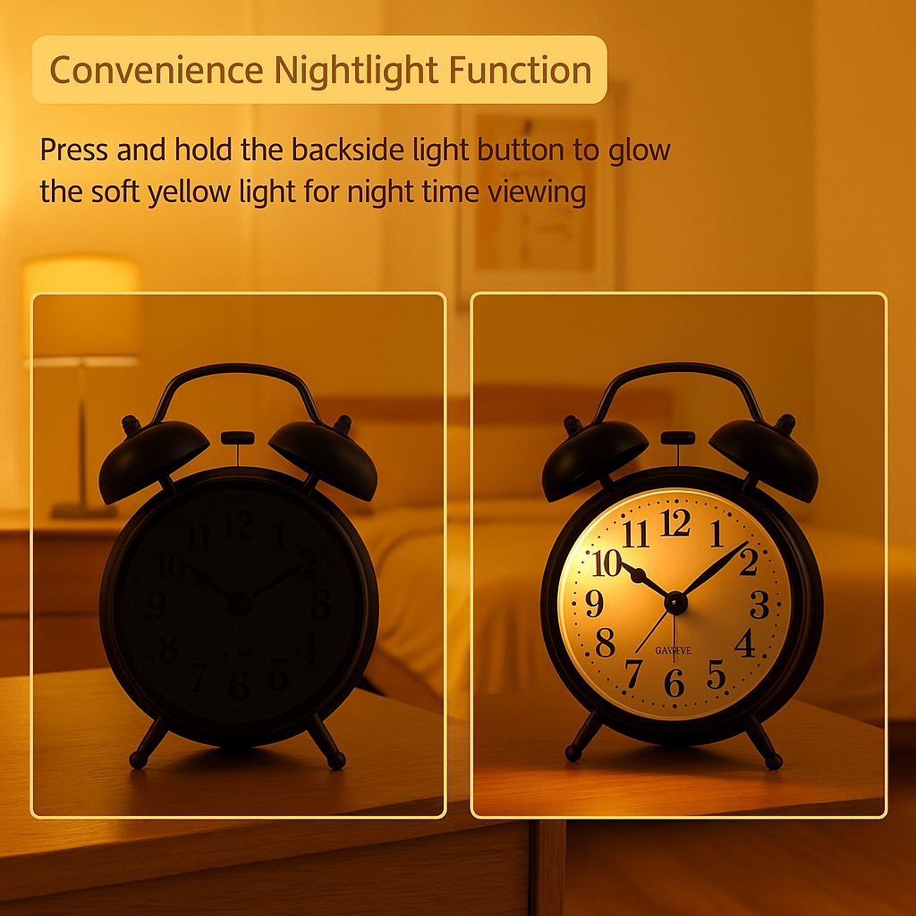 Twin Bell Silver Clock Table Alarm Clock