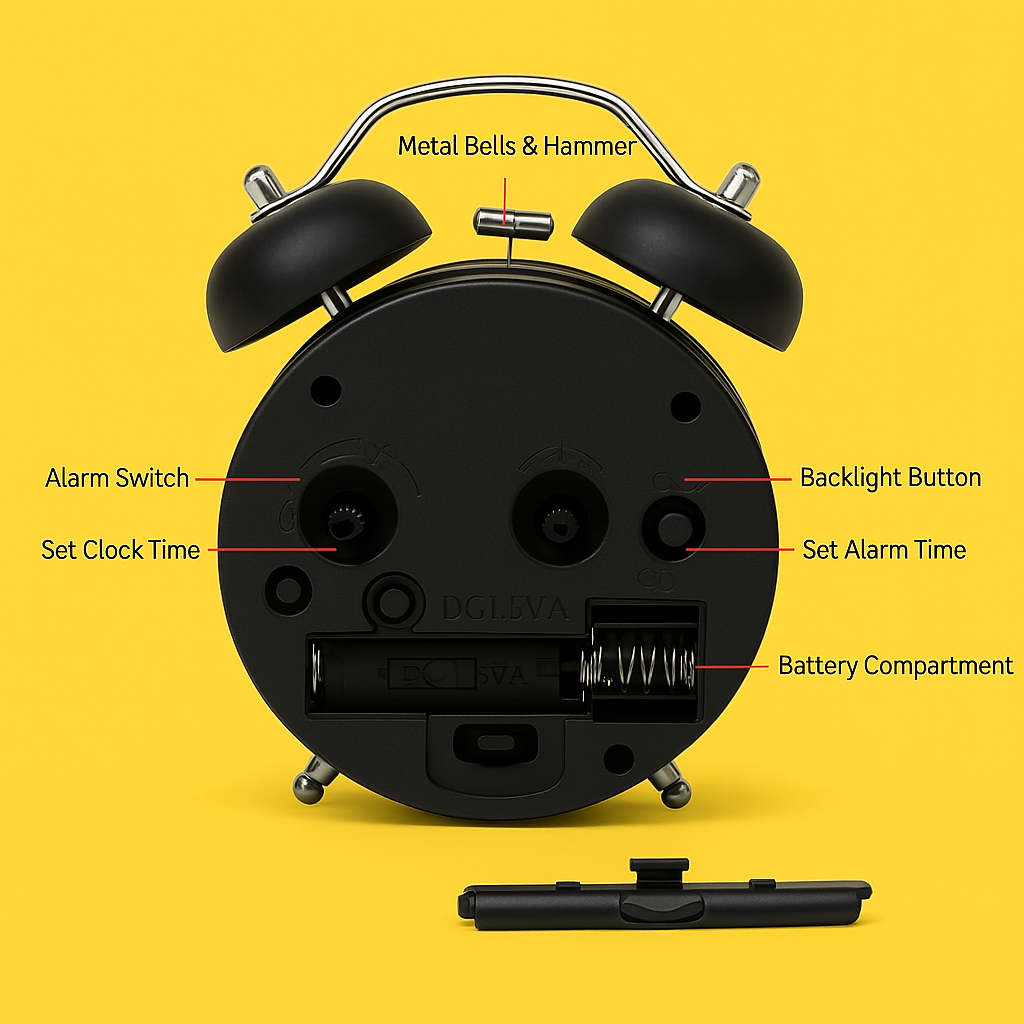 Twin Bell Silver Clock Table Alarm Clock