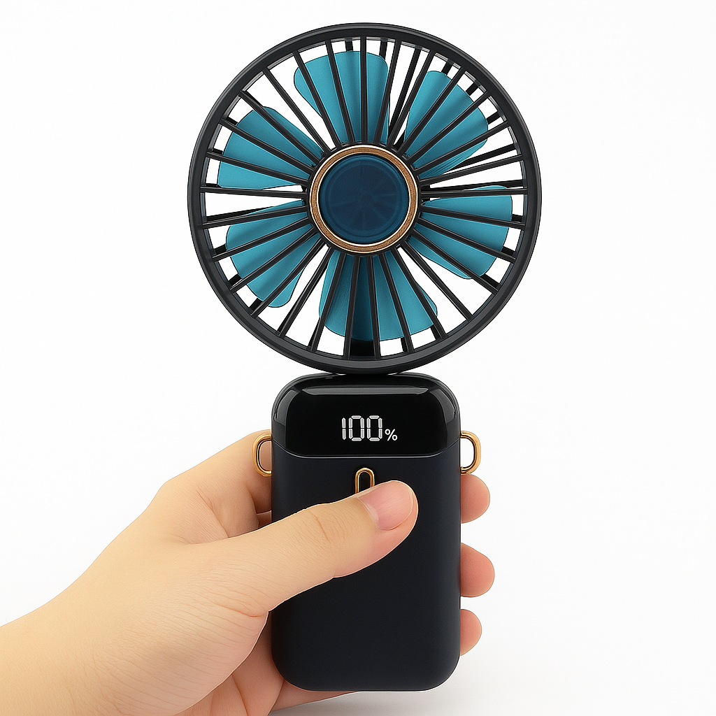 Portable Rechargeable Hand Fan with Digital Display