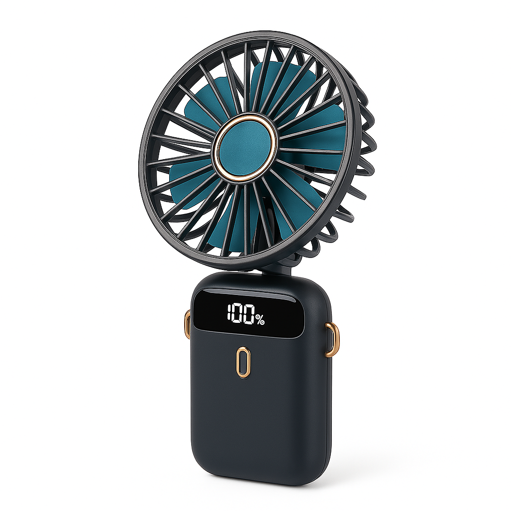 Portable Rechargeable Hand Fan with Digital Display